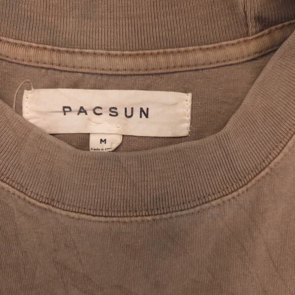 PacSun Casual Crew Neck Short Sleeve Striped T Shirt Mens Size Medium M Brown - Picture 3 of 9